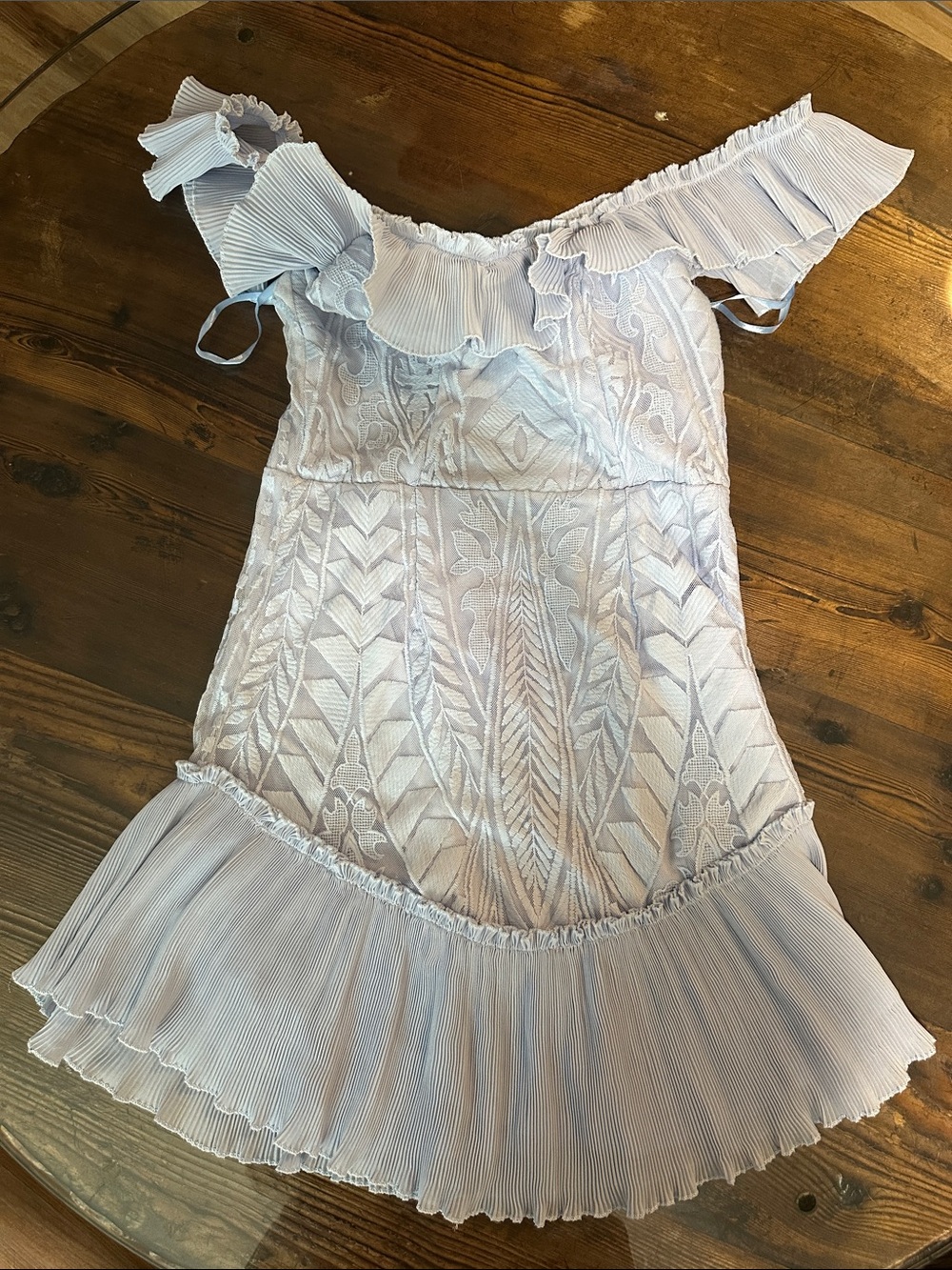 Angel Biba Light Blue Off-Shoulder Mini Dress